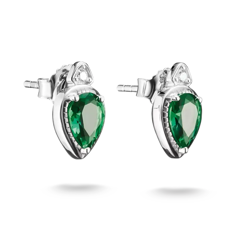 Thomas Sabo Elyndra Silver Stud Earrings Green Teardrop Stones