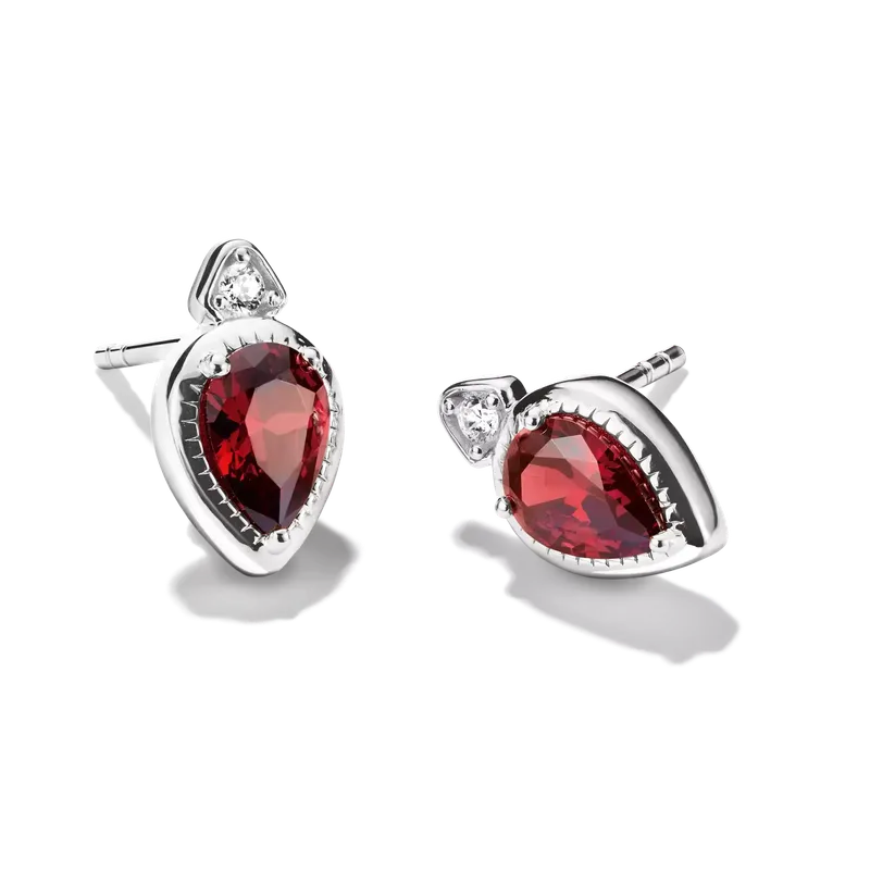 Thomas Sabo Elyndra Silver Stud Earrings Red Teardrop Zirconia