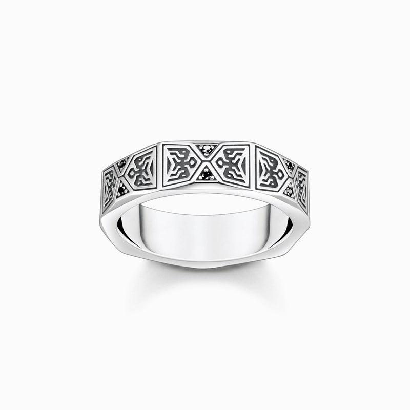 Thomas Sabo Faceted Design with Black Stones - Silver