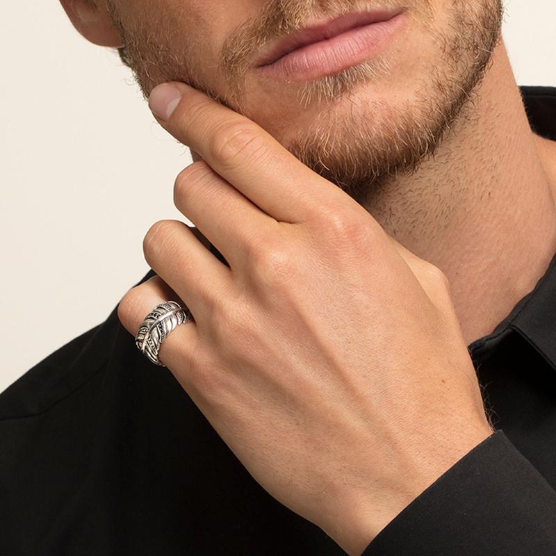 Thomas Sabo Feather Pavé Sterling Silver Ring