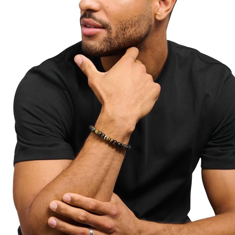 Thomas Sabo Gold Brown & Blue Gold Tiger Eye Beaded Bracelet