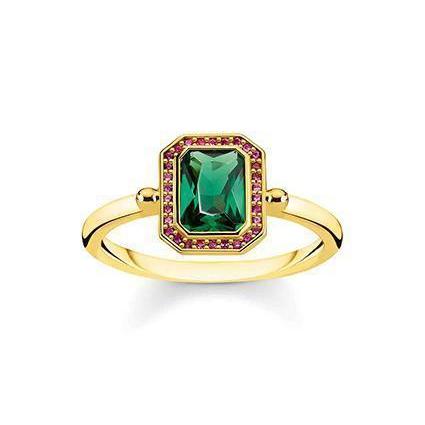 Thomas Sabo Gold Halo Rectangular Ring