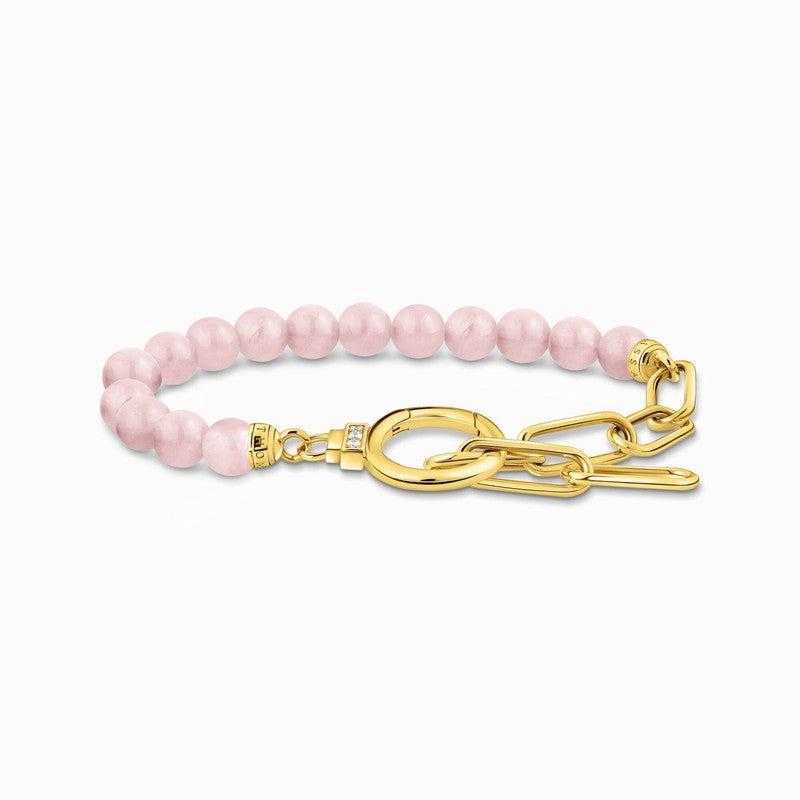 Thomas Sabo Gold-plated Bracelet - Rose Quartz Beads