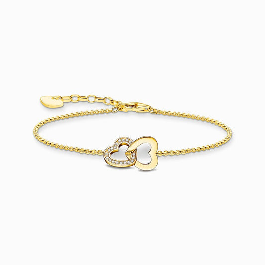 Thomas Sabo Gold-plated Bracelet with Intertwined Hearts Pendant