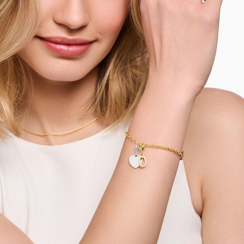 Thomas Sabo Gold-plated Charm Pendant Letter O with White Stones