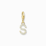 Thomas Sabo Gold-plated Charm Pendant Letter S with White Stones