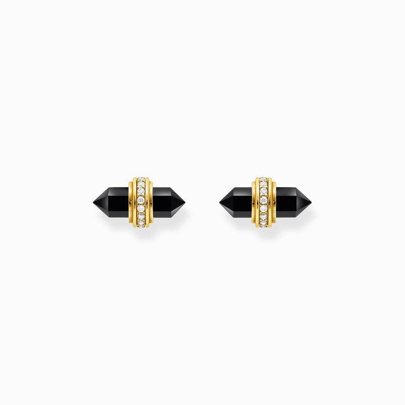 Thomas Sabo Gold-plated Ear Studs with Hexagonal Onyx