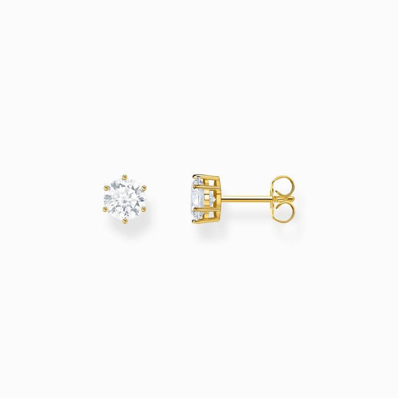 Thomas Sabo Gold-plated Ear Studs with White Zirconia in Brilliant Cut