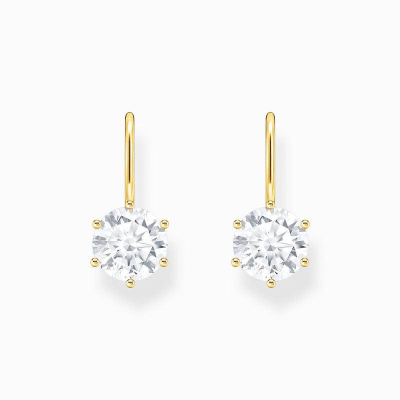 Thomas Sabo Gold-plated Earrings with White Round Stone