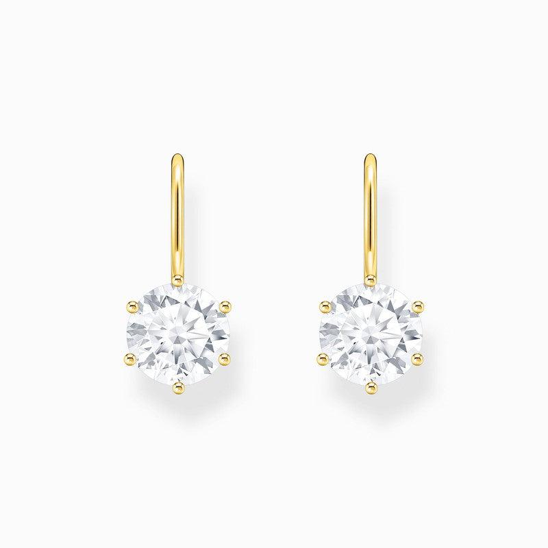 Thomas Sabo Gold-plated Earrings with White Round Stone