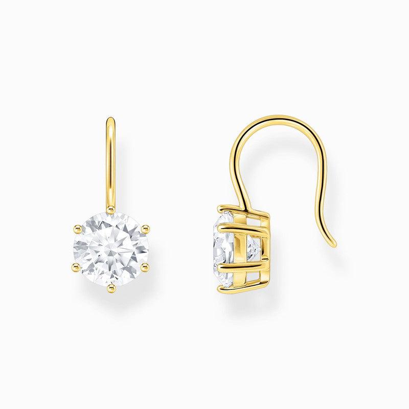 Thomas Sabo Gold-plated Earrings with White Round Stone