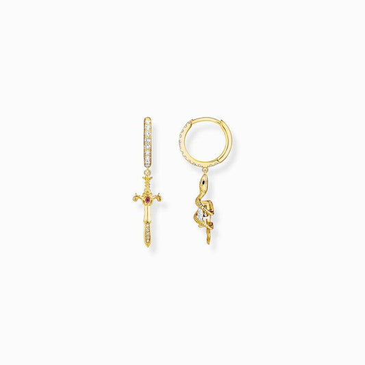 Thomas Sabo Gold-plated Hoop Earrings with Pendant Tempting Romance