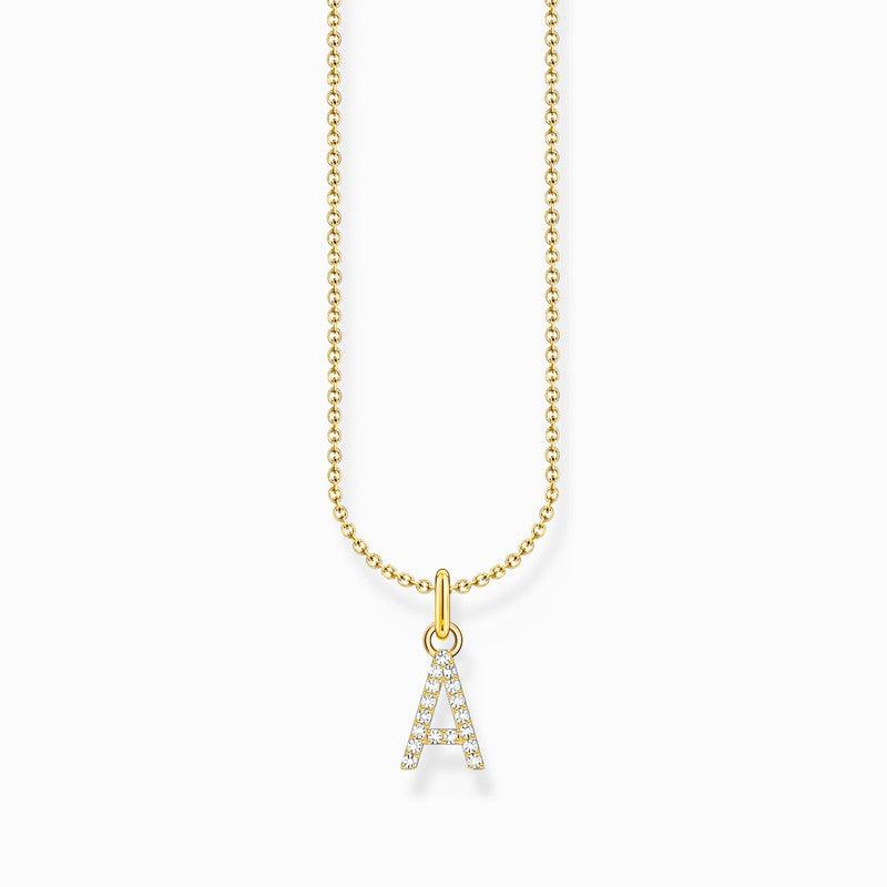 Thomas Sabo Gold-plated Necklace with Letter A & White Stones
