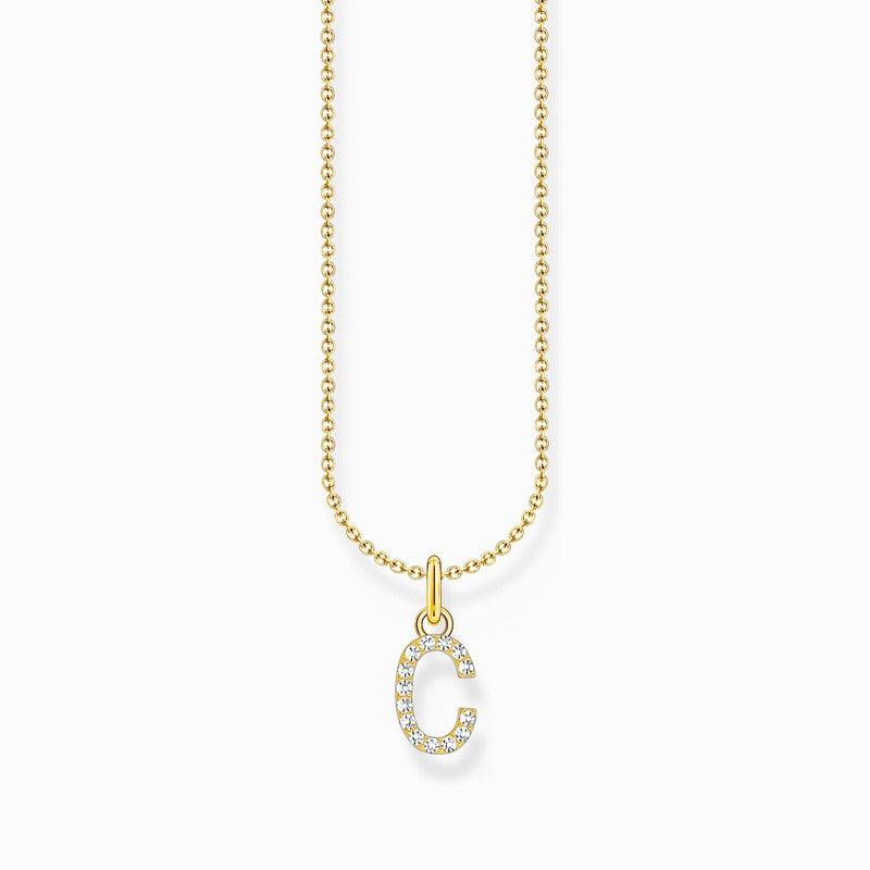 Thomas Sabo Gold-plated Necklace with Letter C & White Stones