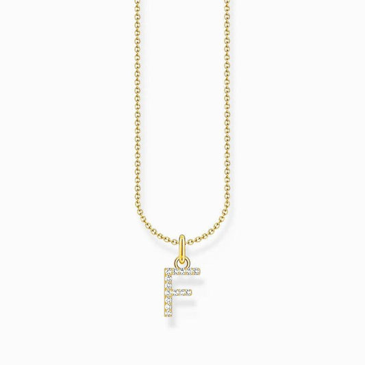 Thomas Sabo Gold-plated Necklace with Letter F & White Stones