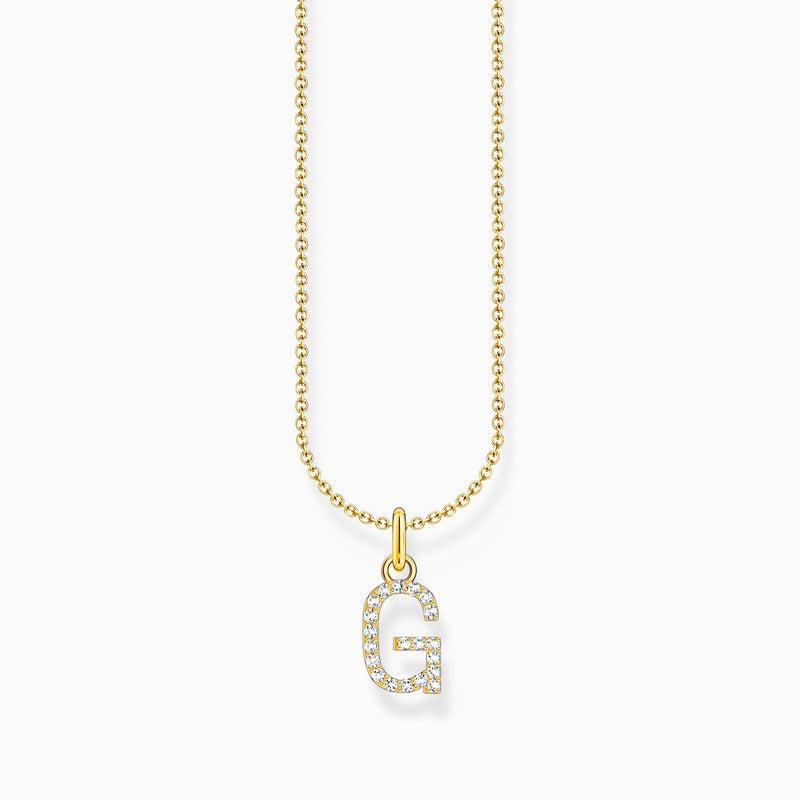 Thomas Sabo Gold-plated Necklace with Letter G & White Stones