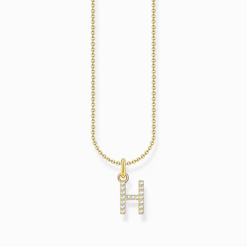 Thomas Sabo Gold-plated Necklace with Letter H & White Stones