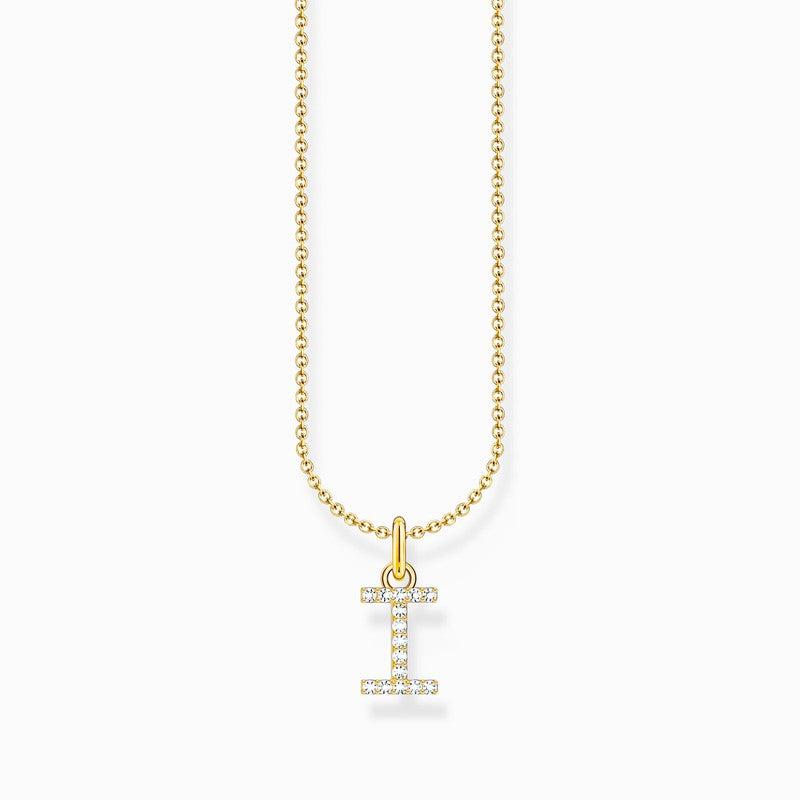 Thomas Sabo Gold-plated Necklace with Letter I & White Stones