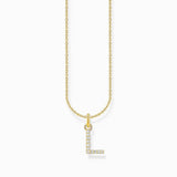 Thomas Sabo Gold-plated Necklace with Letter L & White Stones