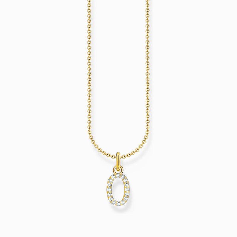 Thomas Sabo Gold-plated Necklace with Letter O & White Stones