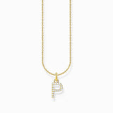 Thomas Sabo Gold-plated Necklace with Letter P & White Stones