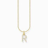 Thomas Sabo Gold-plated Necklace with Letter R & White Stones