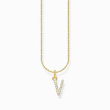 Thomas Sabo Gold-plated Necklace with Letter V & White Stones