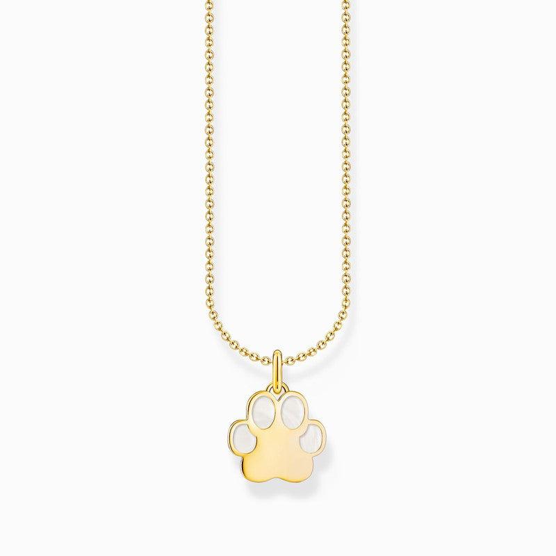 Thomas Sabo Gold-plated Necklace with Paw Pendant & Cold Enamel