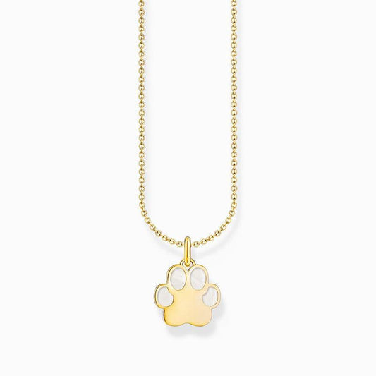 Thomas Sabo Gold-plated Necklace with Paw Pendant & Cold Enamel