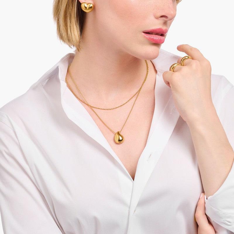 Thomas Sabo Gold-plated Necklace with Pendant in Organic Drop-shape