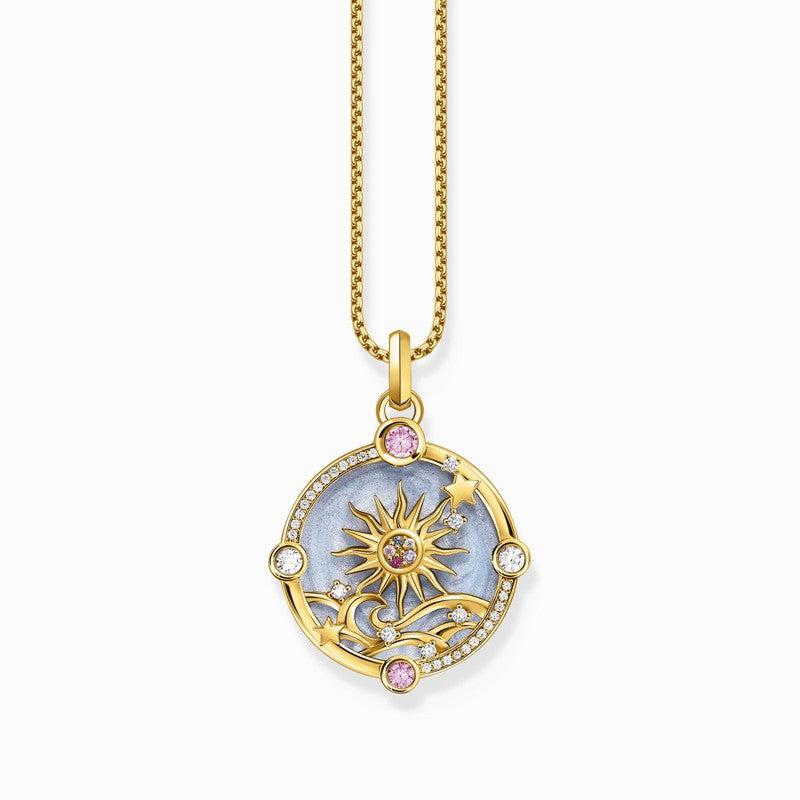 Thomas Sabo Gold-plated Pendant with Blue Cold Enamel and Colourful Stones