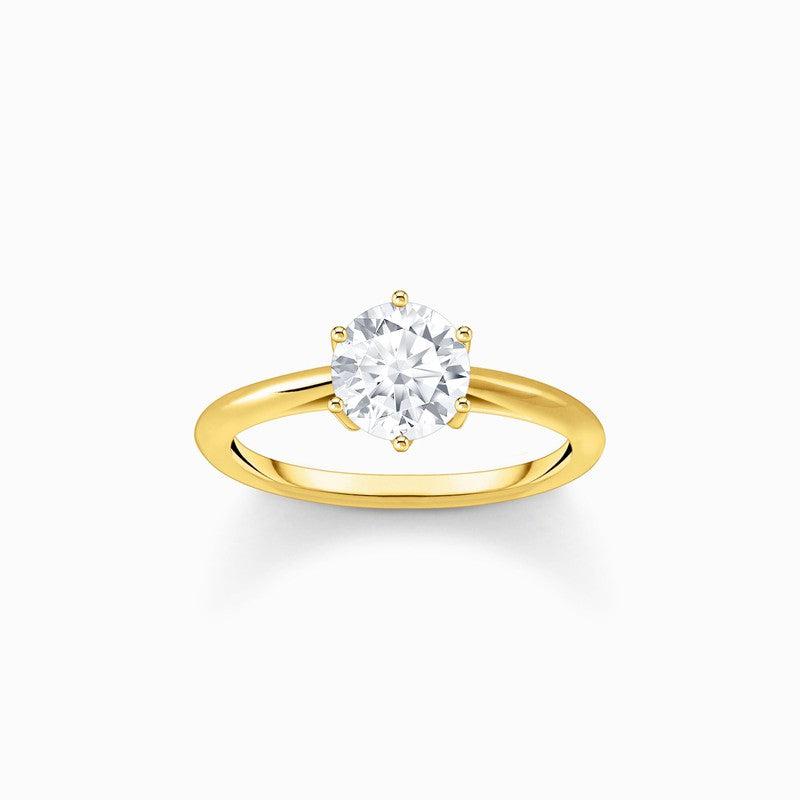 Thomas Sabo Gold-plated Ring with White Zirconia in Brilliant Cut