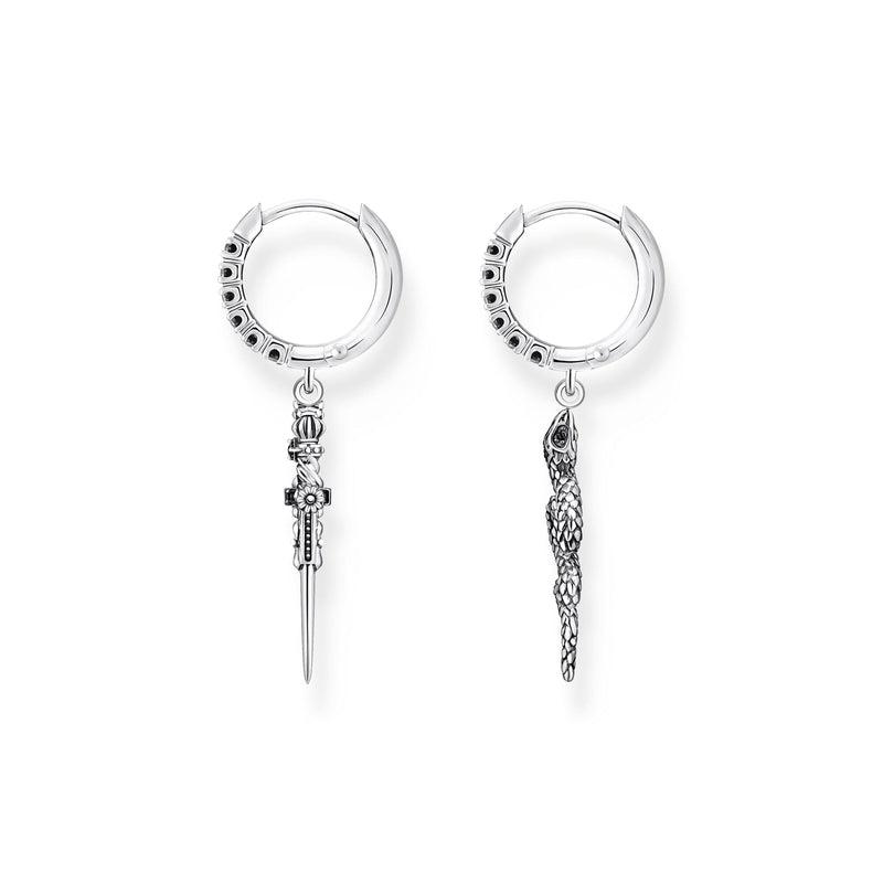 Thomas Sabo Hoop Earrings Blackened Snake And Sword