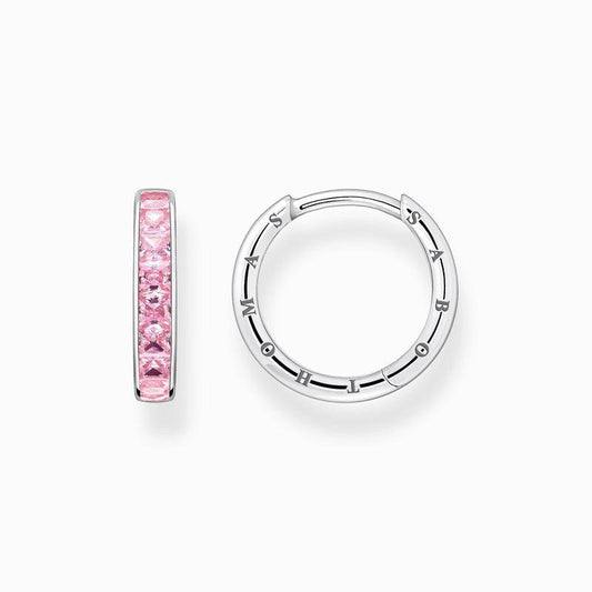 Thomas Sabo Hoop Earrings with Pink Stones - PavÃ© Silver