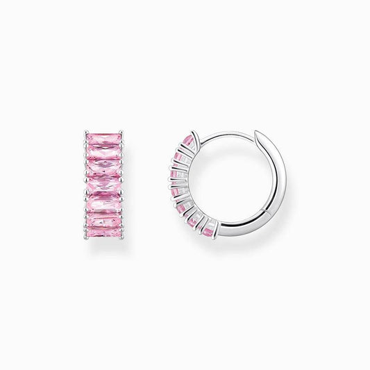 Thomas Sabo Hoop Earrings with Pink Stones - Pavé Silver