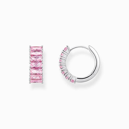 Thomas Sabo Hoop Earrings with Pink Stones - Silver