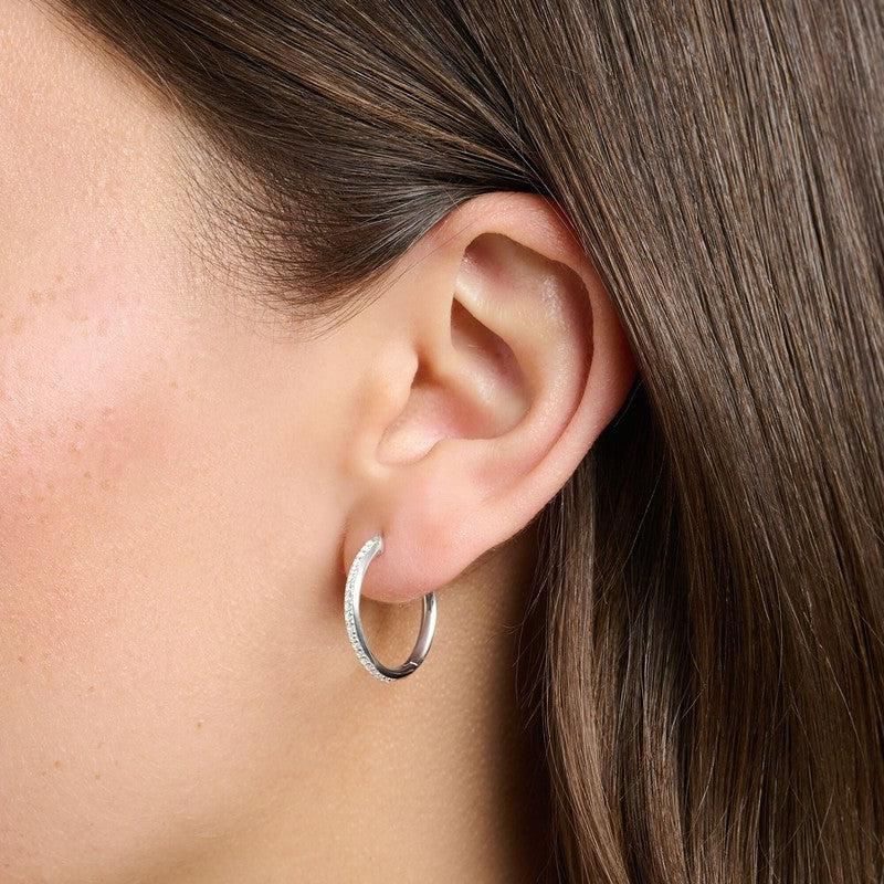 Thomas Sabo Hoop earrings white stones pave silver