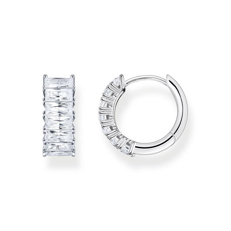 Thomas Sabo Hoop earrings white stones pave silver