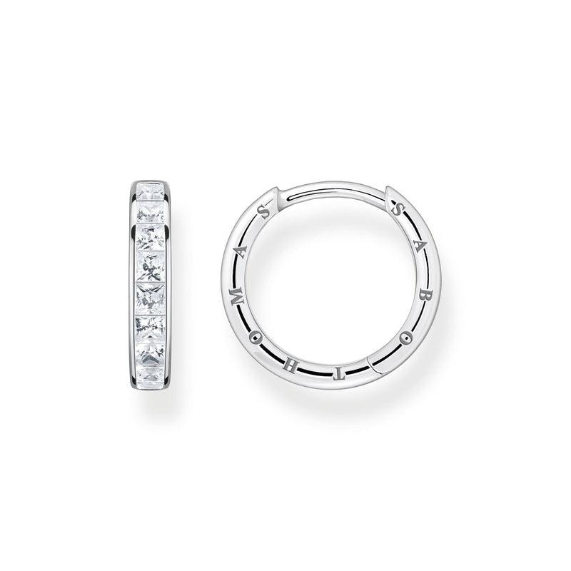 Thomas Sabo Hoop earrings white stones pave silver