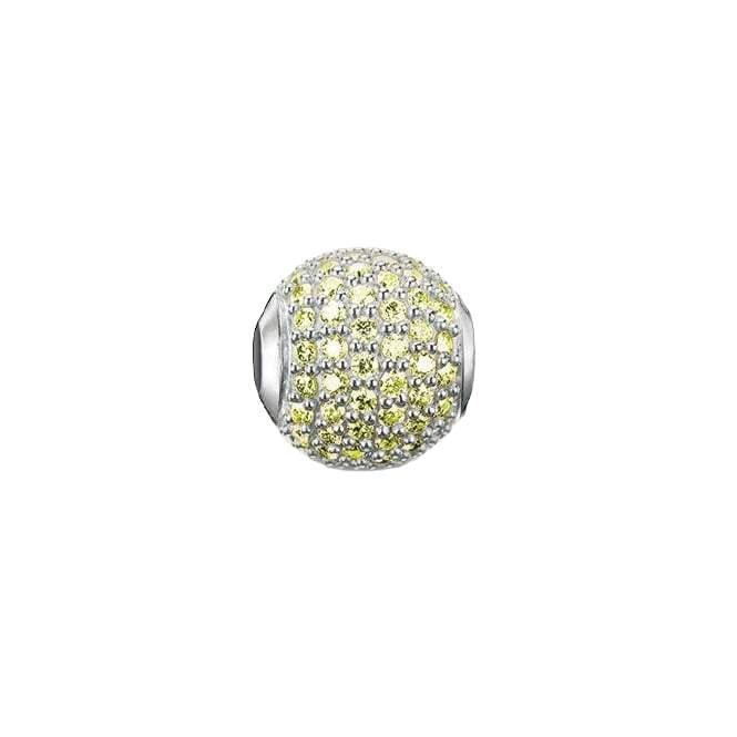 THOMAS SABO Charm Gatto In Argento 925 Con Zirconi Neri E Bianchi E Pietra Verde Per Collane E Bracciali