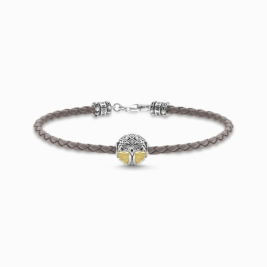 Thomas Sabo Leather bracelet grey tree of love gold