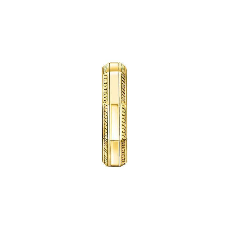 Thomas Sabo angular men's ring in 18k yellow gold-plated sterling silver with intricate cord detailing.