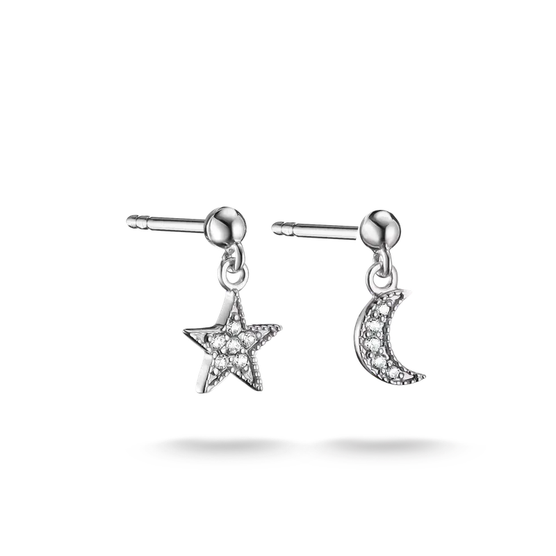 THOMAS SABO Moon and Star Zirconia Stud Earrings