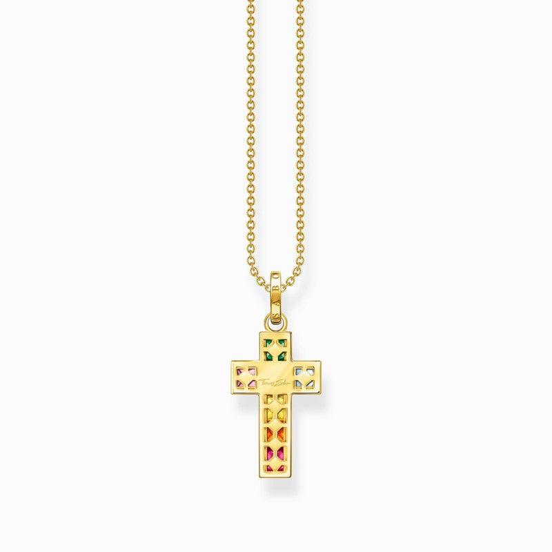 Thomas Sabo Necklace Cross Colourful Stones Gold