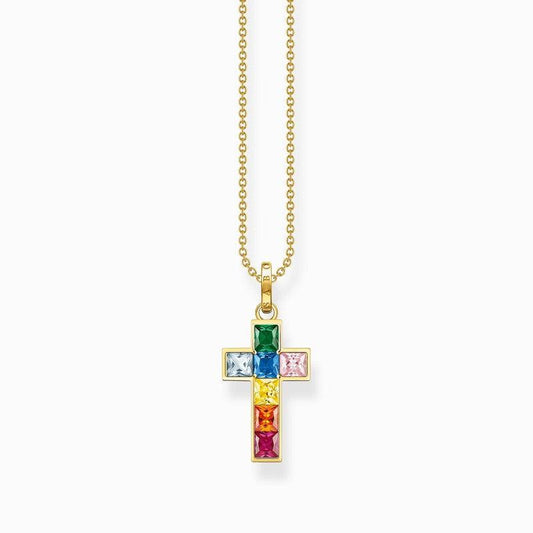 Thomas Sabo Necklace Cross Colourful Stones Gold