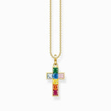 Thomas Sabo Necklace Cross Colourful Stones Gold