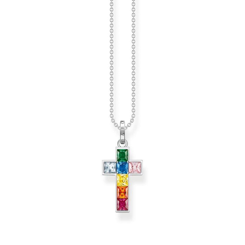 Thomas Sabo Necklace Cross Colourful Stones Silver