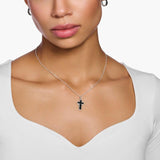 Thomas Sabo Necklace Cross with Black Stones - Silver