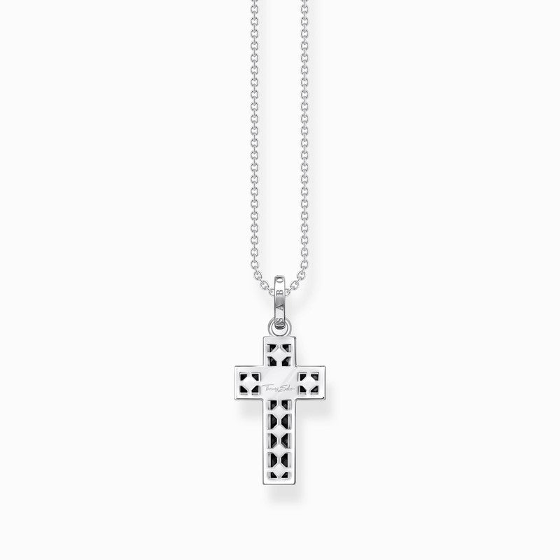 Thomas Sabo Necklace Cross with Black Stones - Silver