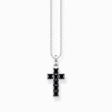 Thomas Sabo Necklace Cross with Black Stones - Silver